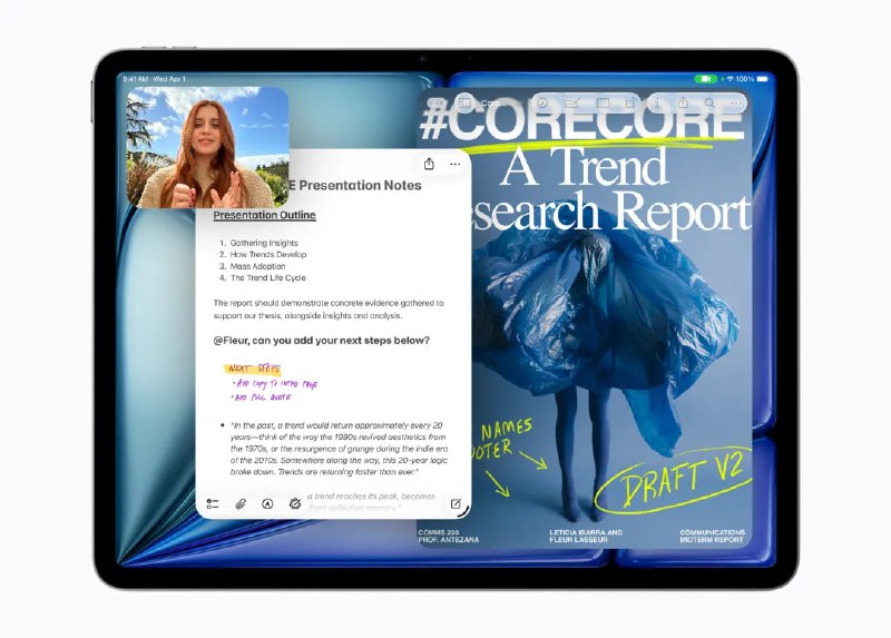 苹果发布全新 iPad Air苹果在昨晚正式带来了新款 iPad Air，新品在外观上没有太大改动， 依旧提供深空灰、蓝、紫和星光色四种配色，并提供最大亮度 500 尼特的 11 英寸版本与最大亮度 600 尼特的 13 英寸版本