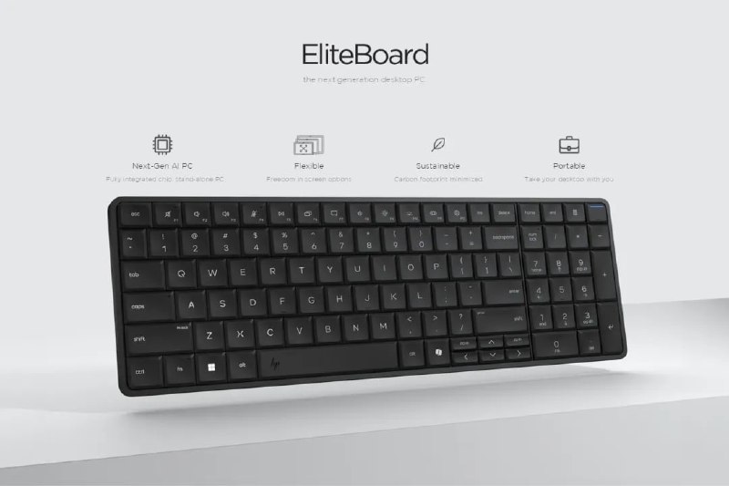 惠普推出紧凑型电脑 HP EliteBoard G1a惠普近日在 CES 2026 上展出了全新的 PC 产品线「EliteBoard」，其首发产品「G1a」是一款嵌入键盘内的全功能 Windows PC