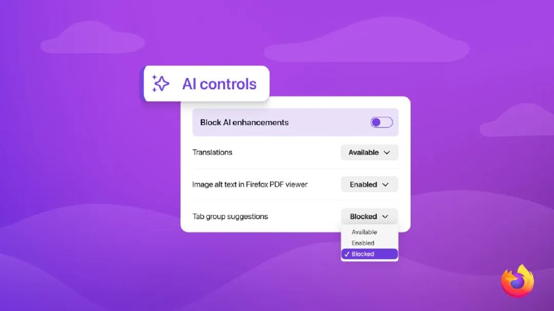 一键禁用 AI 功能，Firefox v148 正式版发布在经历遭到大量用户质疑的 AI 数据收集风波后，Firefox 浏览器在刚刚发布的 v148 稳定版中正式带来了全新的「AI 控制面板」，该面板允许用户一键禁用所有 AI 功能，并可以让用户根据自己喜好，定制浏览器的 AI 功能